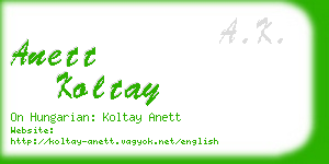 anett koltay business card